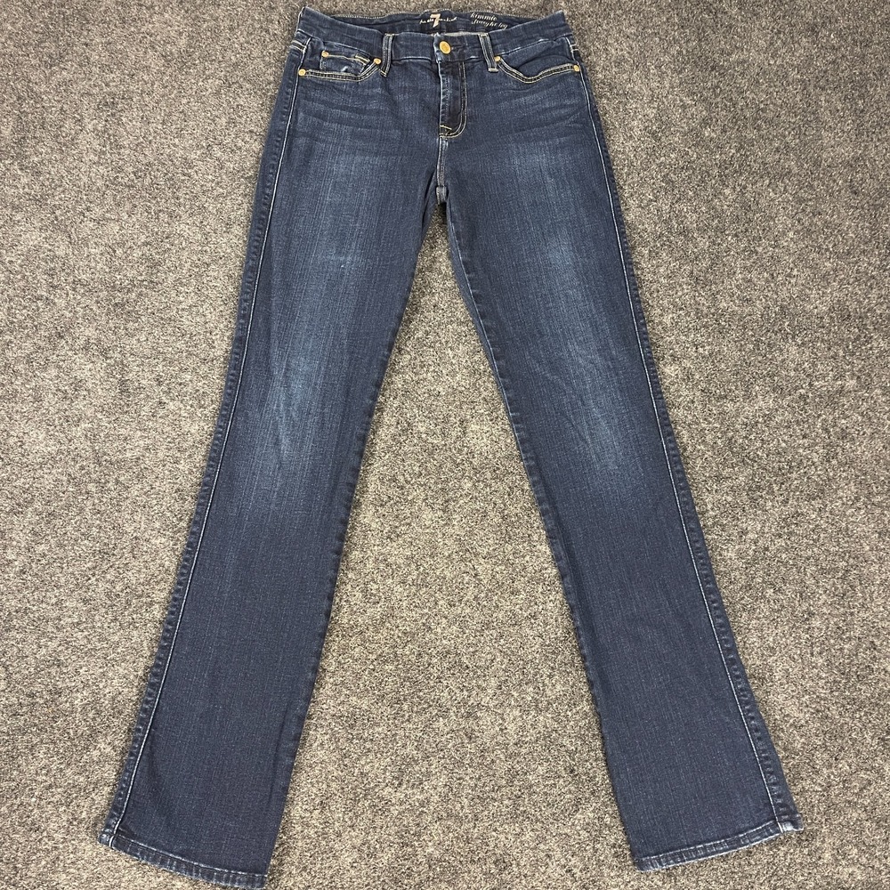 7 Seven For All Mankind Kimmie Straight Leg Jeans Women 29 Dark Wash Stretch